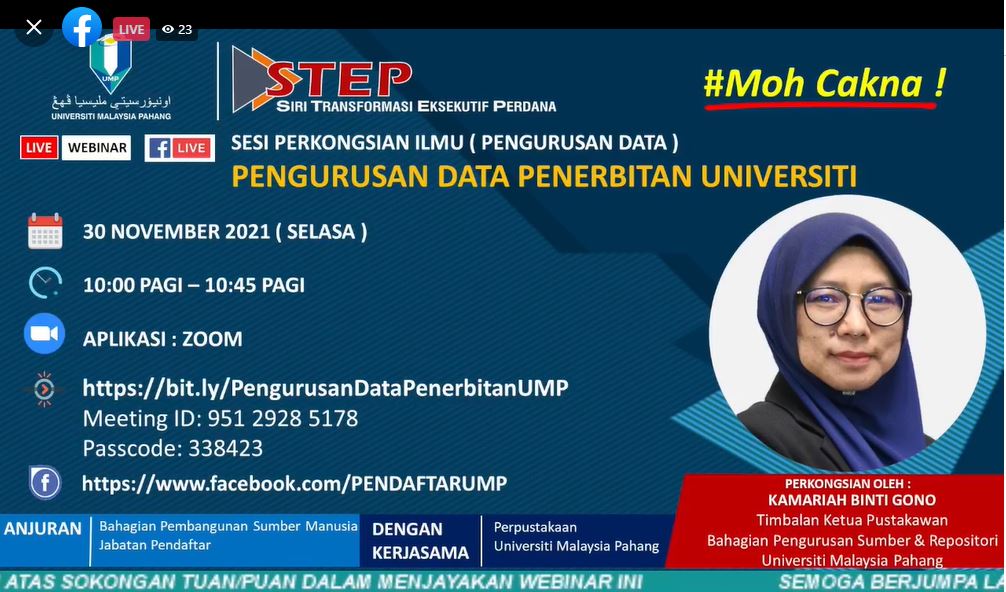 UMPLib - Webinar Step : Pengurusan Data Penerbitan Universiti