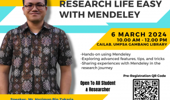 Kelas pendidikan pengguna : Make your research life easy with Mendeley